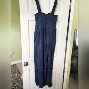 New - Roxy Navy Jumpsuit - Pockets - Medium - Wide Strap